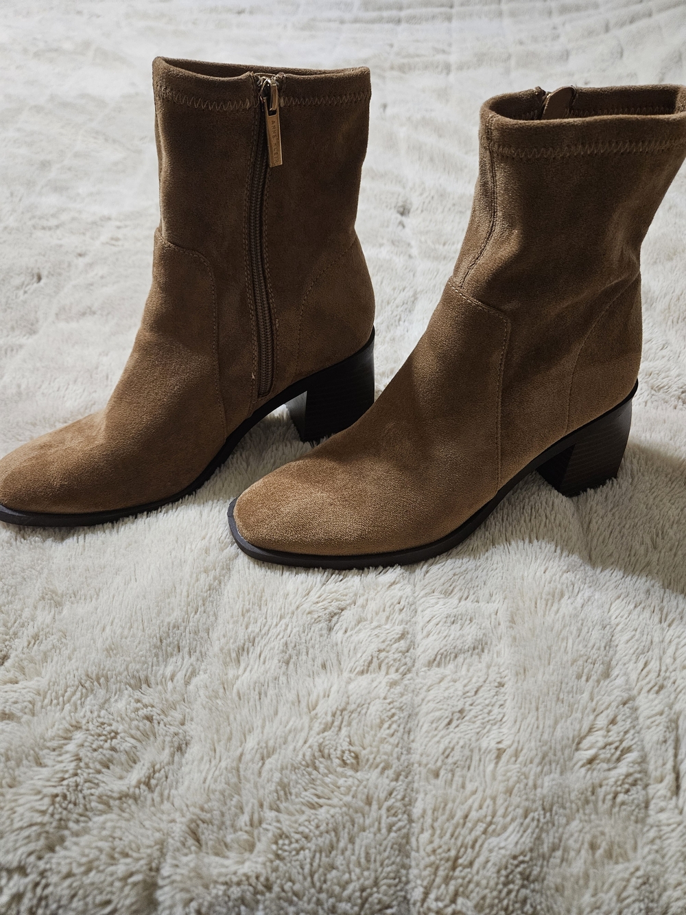 Women's Anne Klein Suede Mid-Calf Block Heel Boots - Brown